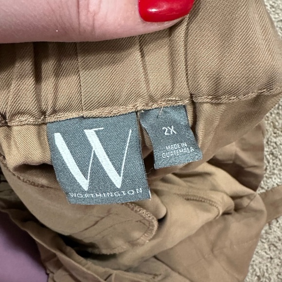 WORTHINGTON Paperbag Waist Dark Khaki Trouser Tapered Leg 2X - Picture 3 of 3